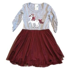 LILY BLEU Gray Burgundy Sequin Unicorn Dress 5